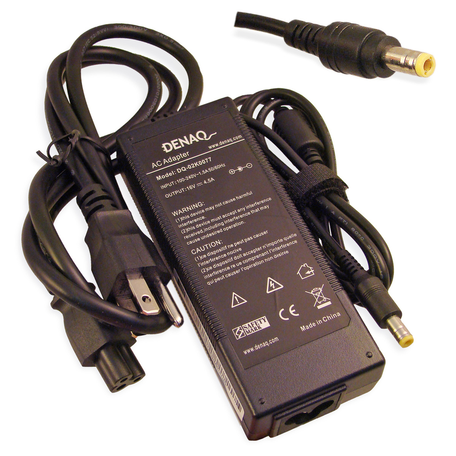 DENAQ 16V 4.5A 5.5mm-2.5mm AC Adapter for IBM ThinkPad Series Laptops
