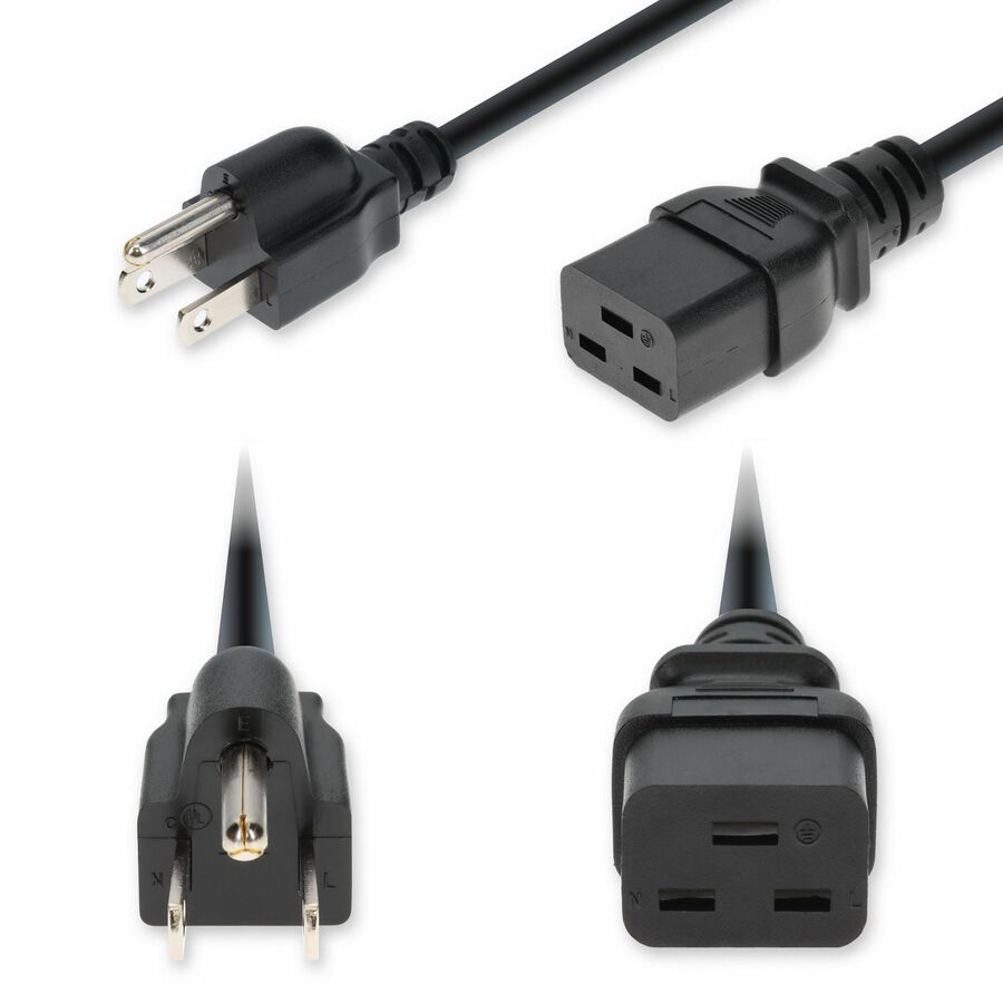 AddOn 10ft NEMA 5-15P Male to C19 Female Standard Commercial 14 AWG 125V at 15A PVC SJT (Service Junior Thermoplastic) Black Power Cable