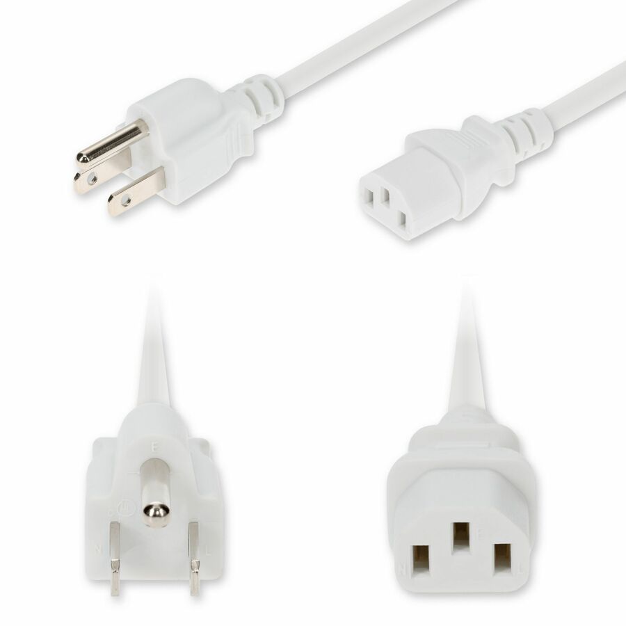 AddOn 6ft NEMA 5-15P Male to C13 Female Standard Commercial 18 AWG 125V at 10A PVC SJT (Service Junior Thermoplastic) White Power Cable