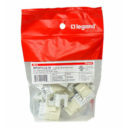 On-Q Quick Connect Cat 5e RJ45 Keystone Insert, Light Almond(M10)