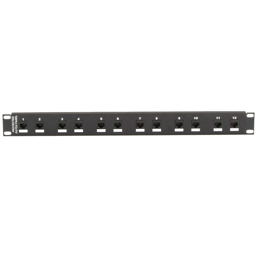 Black Box CAT6 Surge-Protected Patch Panel - 1U, 12-Port