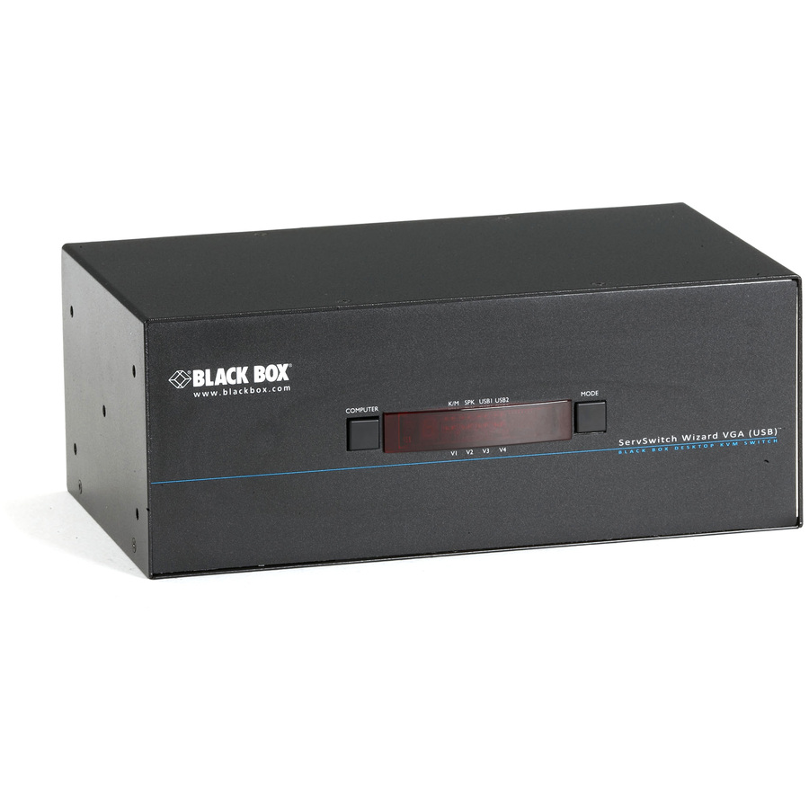 Black Box KVM Switch - Tri-Head, VGA, USB True Emulation, Audio, 4-Port