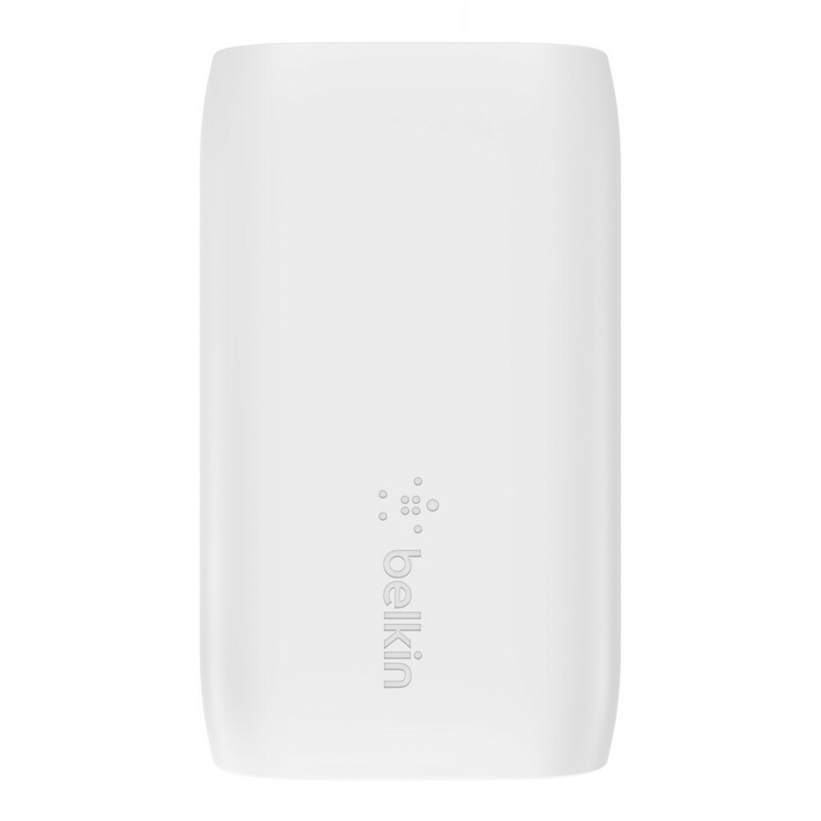 Belkin 37W Portable Dual Port USB-C Wall Charger - 1xUSB-A (12W), 1xUSB-C (30W) - Fast Charging - Power Adapter - White