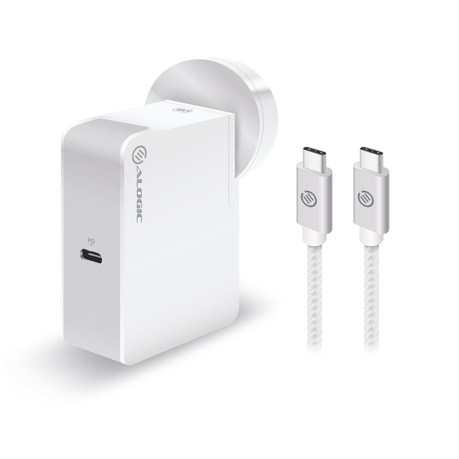 ALOGIC USB-C Laptop/Macbook Wall Charger 60W with Power Delivery- Travel Edition with AU, EU, UK, US Plugs and 2m Cable