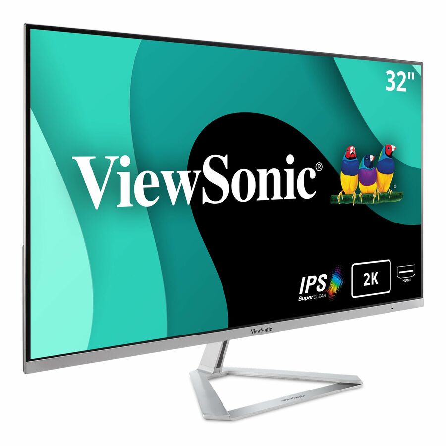 ViewSonic VX3276-2K-MHD 32 Inch 1440p Monitor, IPS with Screen Split Capability and Eye Care Technology for Home and Office Entertainment, Ultra-Thin Bezels, DisplayPort for Daisy Chain, and HDMI