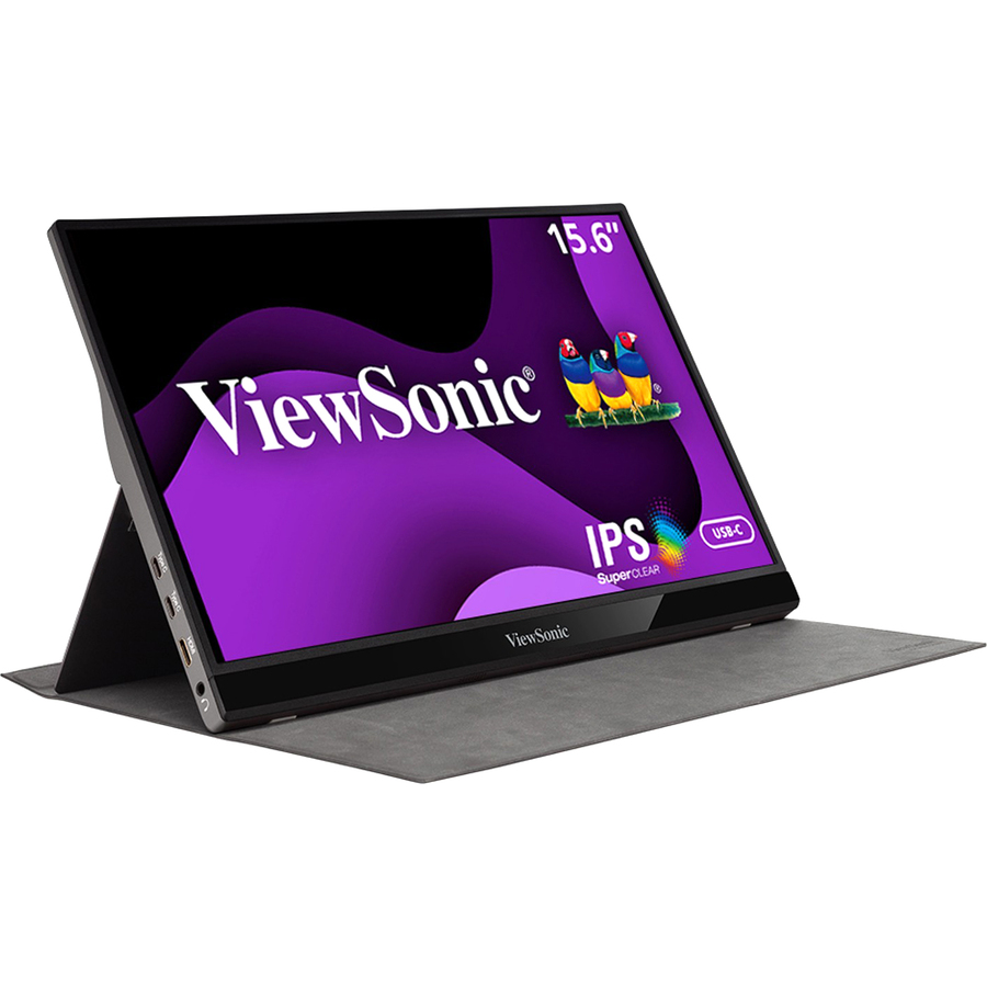 ViewSonic VG1655 15.6 Inch 1080p Portable Monitor, IPS Display with Eye Care for Comfortable Mobile Workspaces and Second Screen Productivity, Built-in Stand, 60W USB-C, and mini HDMI Inputs