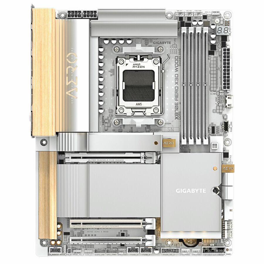 GIGABYTE Ultra Durable X870E AERO X3D WOOD Gaming Desktop Motherboard - AMD X870E Chipset - Socket AM5 - ATX