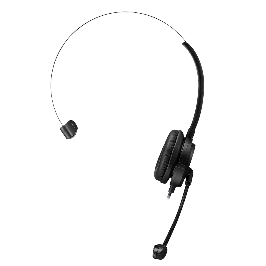 Adesso USB Single-Sided Headset with Adjustable Microphone- Noise Cancelling- Mono - USB - Wired - Over-the-head - 6 ft Cable -, Omni-directional Microphone - Black