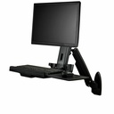StarTech Wall Mount Workstation, Full Motion Standing Desk, Ergonomic Height Adjustable VESA Monitor/Keyboard Tray Arm, TAA