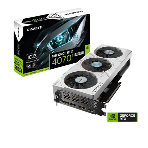 GIGABYTE GeForce RTX 4070 Ti SUPER EAGLE OC ICE 16G Graphics Card - 16GB GDDR6X, 256bit, PCI-E 4.0, 2640MHz Core Clock, 3 x DisplayPort 1.4a, 1 x HDMI 2.1a, NVIDIA DLSS 3