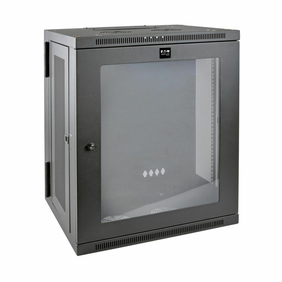 Tripp Lite by Eaton SmartRack 15U Low-Profile Switch-Depth Wall-Mount Half-Height Rack Enclosure Clear Acrylic Window Hinged Back