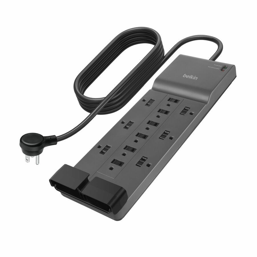 Belkin 12-Outlet Surge Protector - 8ft Cord - Right Angle Plug - 3780 - Grey