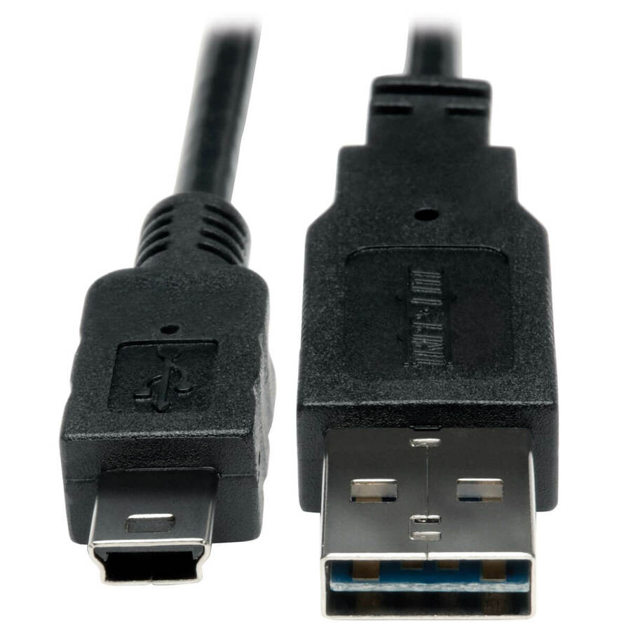 Eaton Tripp Lite Series Universal Reversible USB 2.0 Converter Adapter Cable (Reversible A to 5Pin Mini B M/M), 1 ft. (0.31 m)