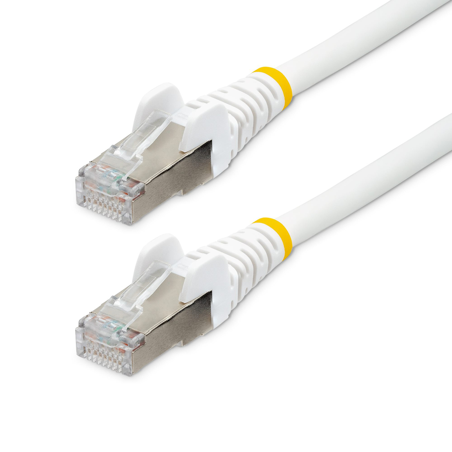 StarTech 3ft CAT6a Ethernet Cable, White Low Smoke Zero Halogen (LSZH) 10 GbE 100W PoE S/FTP Snagless RJ-45 Network Patch Cord