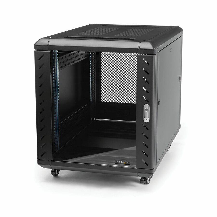 StarTech 4-Post 12U Server Rack Cabinet, 19" Data Rack Cabinet for Computer / IT Equipment, Home Network Rack, Half Height Server Rack