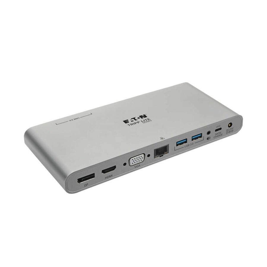 Eaton Tripp Lite Series USB-C Dock, Triple Display - 4K HDMI/DisplayPort, VGA, USB 3.x (5Gbps), USB-A/C Hub Ports, GbE, 100W PD Charging - Thunderbolt 3, Silver