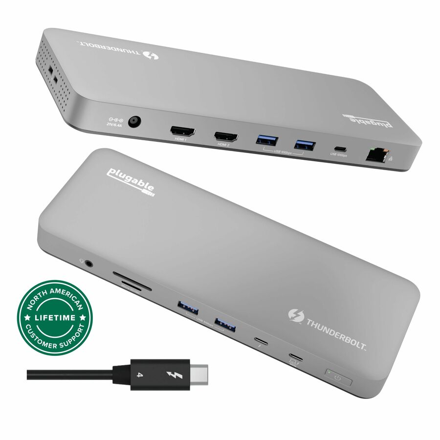 Plugable Thunderbolt 4 Dock for M4 MacBook Air & Pro: 100W Charging Driverless Laptop Docking Station
