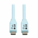 Eaton Tripp Lite Series Safe-IT USB-C Cable (M/M), Antibacterial, Ultra Flexible, 240W PD Charging, Light Blue, 6 ft. (1.8 m)