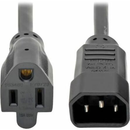 Eaton Tripp Lite Series NEMA 5-15R to C14 Computer AC Power Cable - 13A, 125V, 16 AWG, 1 ft. (0.31 m), Black