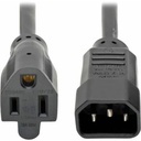 Eaton Tripp Lite Series NEMA 5-15R to C14 Computer AC Power Cable - 13A, 125V, 16 AWG, 1 ft. (0.31 m), Black