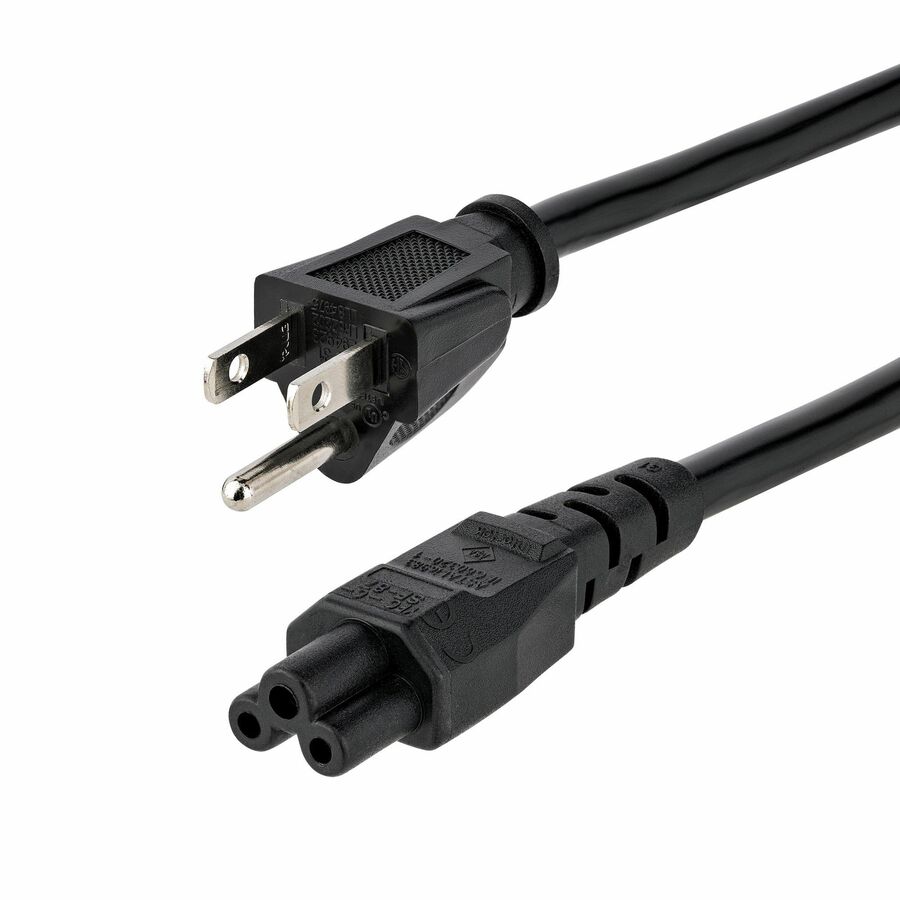 StarTech 3ft (1m) Laptop Power Cord, NEMA 5-15P to C5 (Clover Leaf), 10A 125V, 18AWG, Laptop Replacement Cord, Power Brick Cable