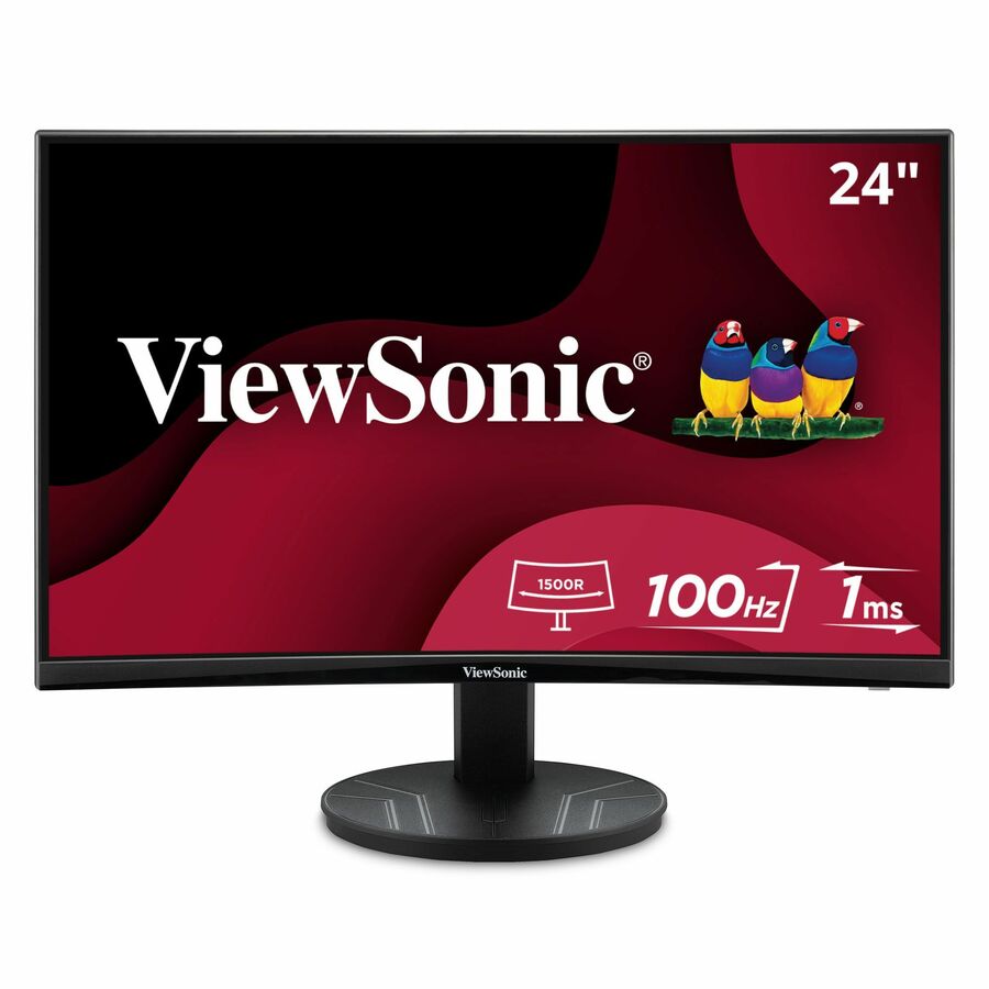 ViewSonic VA2416C 24 Inch 1080p Curved Monitor, Frameless Design with Variable Refresh Rate for Home Entertainment, HDMI, and DisplayPort Inputs