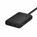 Belkin 2-Outlet Charging Station w/ 2x USB-A, 1x USB-C Ports + Tethered USB-C Cable 70W - 5ft Cord - Black