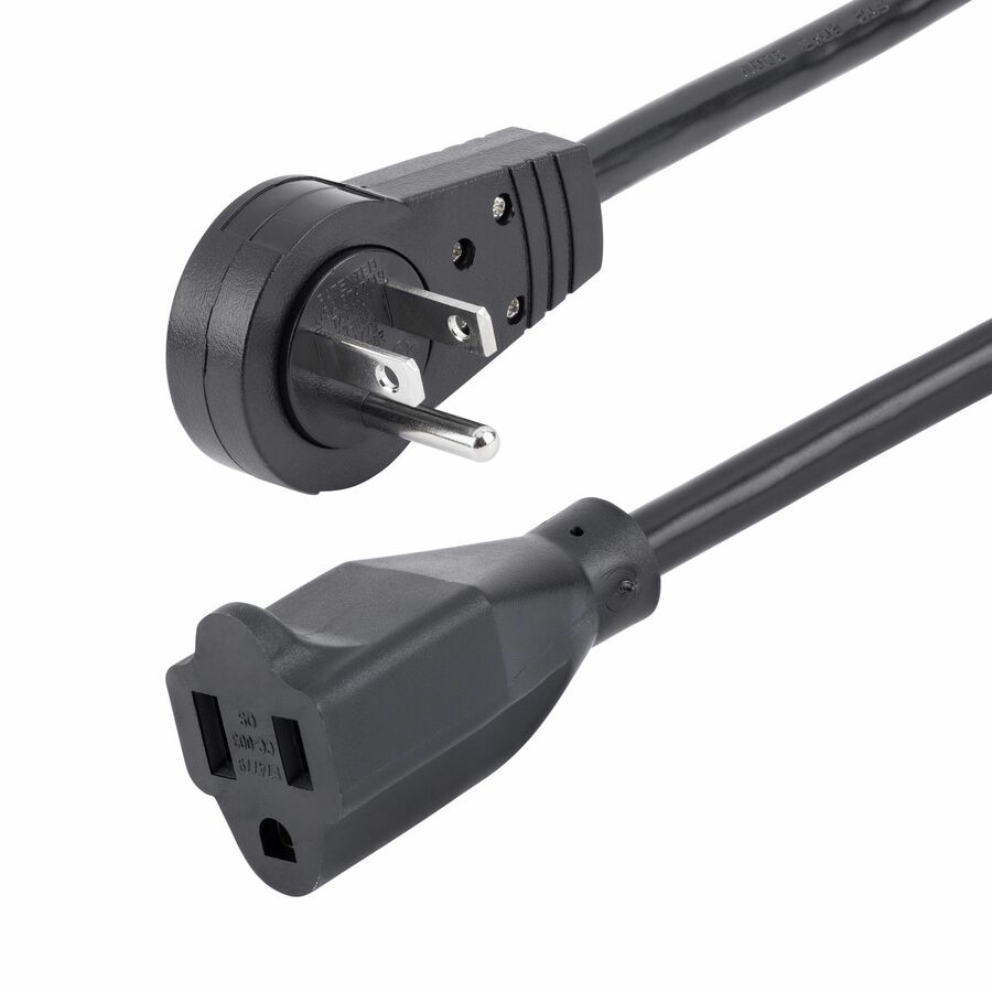 StarTech 3ft Power Extension Cord, Rotating Flat Plug Extension Cord, NEMA 5-15P to NEMA 5-15R Cable, 16 AWG, 125V/13A