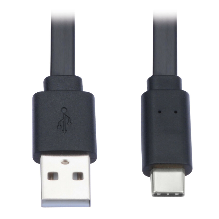 Eaton Tripp Lite Series USB-A to USB-C Flat Cable - M/M, USB 2.0, Black, 3 ft. (0.91 m)
