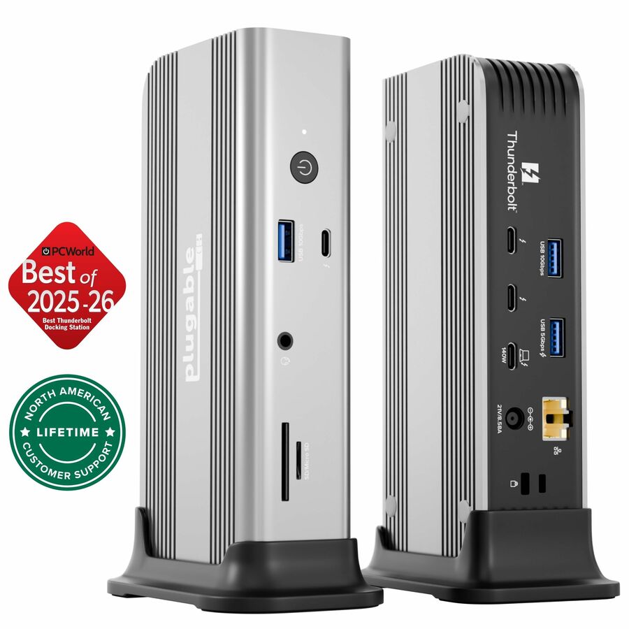 Plugable Thunderbolt 5 Docking Station for MacBook Pro and Windows, 140W Charging