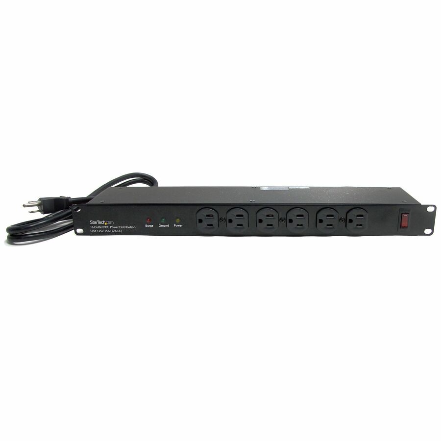 StarTech Rackmount PDU with 16 Outlets and Surge Protection - 19in Power Distribution Unit - 1U