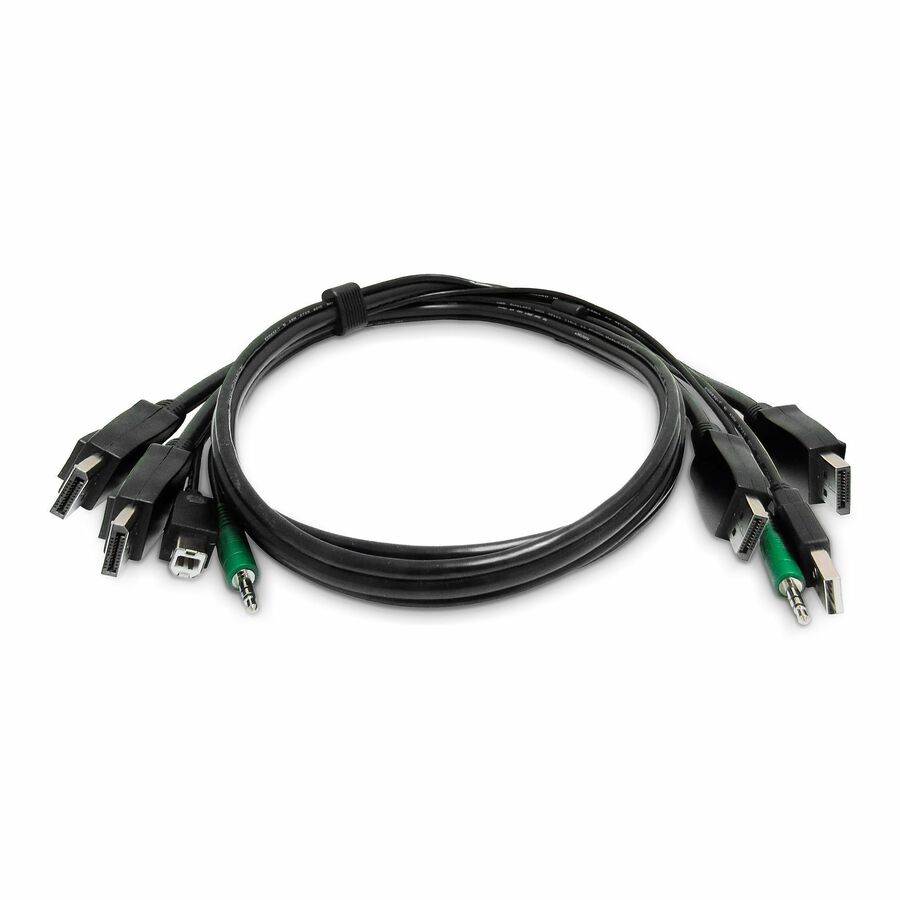StarTech 6ft (1.8m) Dual-DisplayPort KVM Cable, 2x USB 2.0, 3.5mm Audio, Universal Combo Cable for KVM Switches, TAA