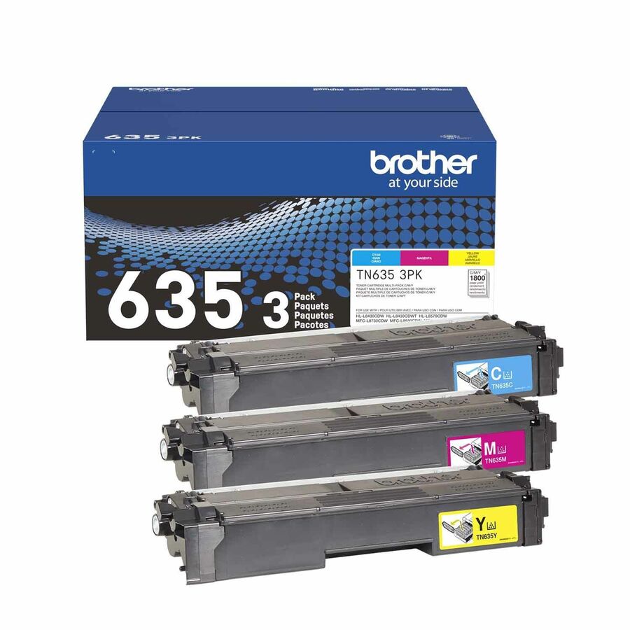 Brother TN635 Original Standard Yield Laser Toner Cartridge - Cyan, Magenta, Yellow - 1 Each