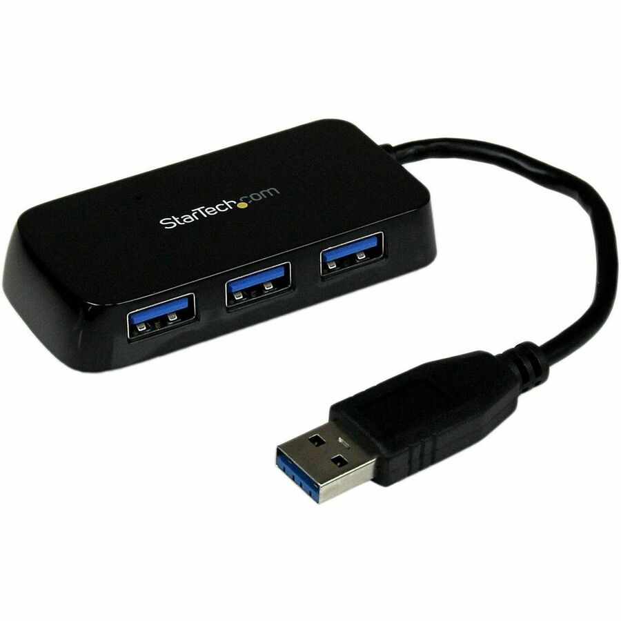 StarTech Portable 4 Port SuperSpeed Mini USB 3.0 Hub, 5Gbps, Black, TAA