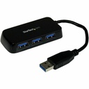 StarTech Portable 4 Port SuperSpeed Mini USB 3.0 Hub, 5Gbps, Black, TAA