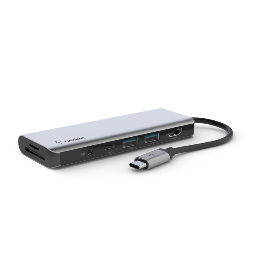 Belkin USB-C 7-in-1 Multiport Adapter, Laptop Docking Station, 2x USB-A 3.1 Gen 2, 4k HDMI 2.0, 100W Power Delivery 3.0