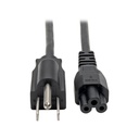 Eaton Tripp Lite Series 3-Slot Power Cord, NEMA 5-15P to C5 - Laptop/Notebook, 7A, 125V, 18 AWG, 6 ft. (1.8 m), Black