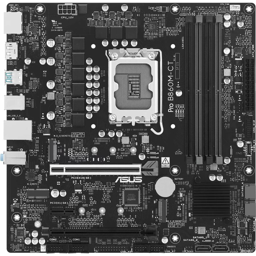 Asus Pro B860M-CT-CSM Desktop Motherboard - Intel B860 Chipset - Socket LGA-1851 - Micro ATX