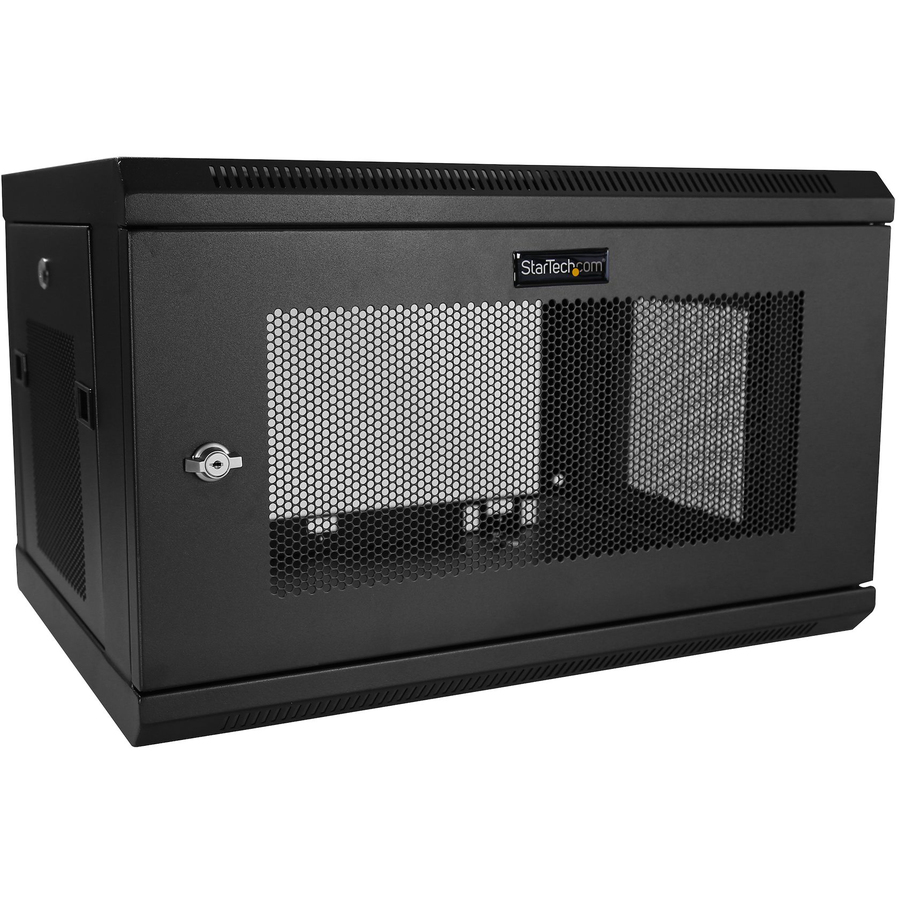 StarTech 2-Post 6U Wall Mount Network Cabinet, 19" Wall-Mounted Server Rack for Data / IT Equipment, Small Lockable Rack Enclosure