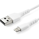 StarTech 3 foot/1m Durable White USB-A to Lightning Cable, Rugged Heavy Duty Charging/Sync Cable for Apple iPhone/iPad MFi Certified