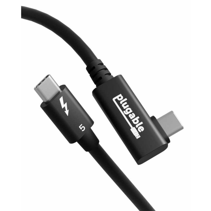 Plugable Thunderbolt 5 Cable Right Angle 80Gbps 240W Charging [Thunderbolt Certified]