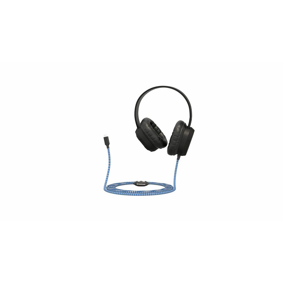 MAXCases Extreme Headset w/braided cable, inline volume control and built-in microphone w/USB Connector