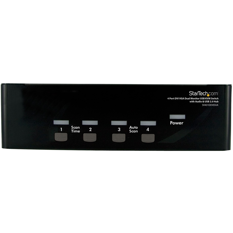 StarTech 4 Port DVI VGA Dual Monitor KVM Switch with Audio & USB Hub, TAA