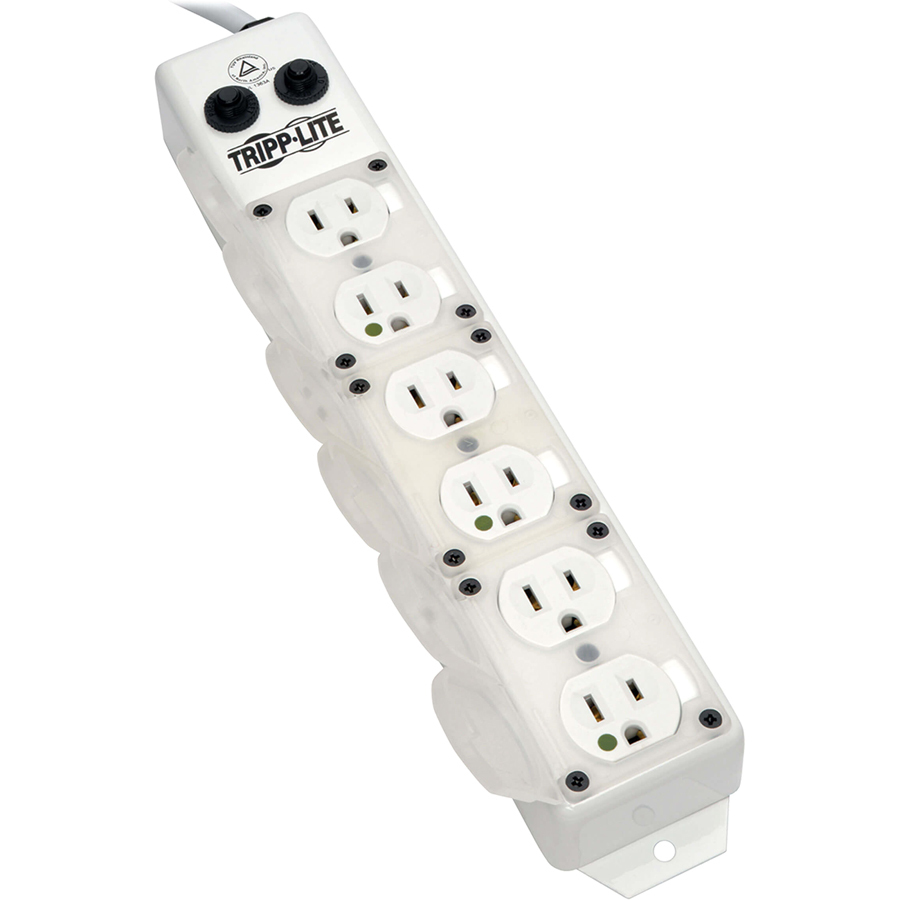 Tripp Lite by Eaton Safe-IT UL 1363A Medical-Grade Power Strip for Patient-Care Vicinity 6x Hospital-Grade Outlets 15 ft. Right-Angle Cord