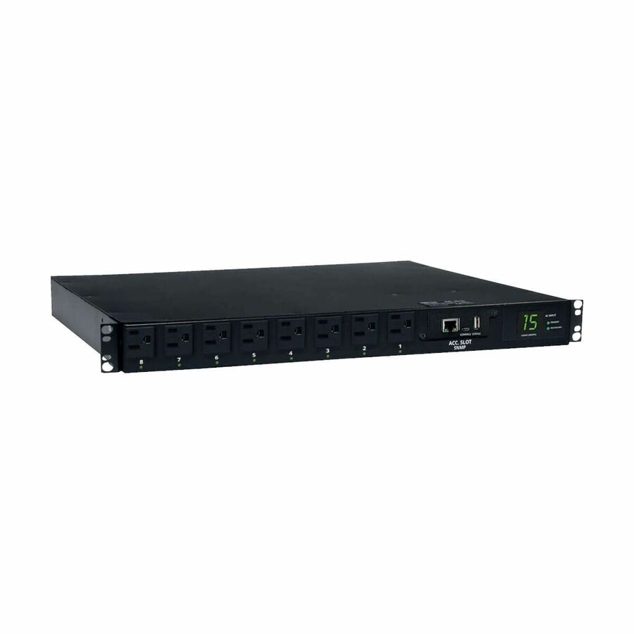 Tripp Lite by Eaton PDU 1.4kW Single-Phase Switched Automatic Transfer Switch PDU 2 120V 5-15P 15A Inputs 8 5-15R Outputs 1U TAA