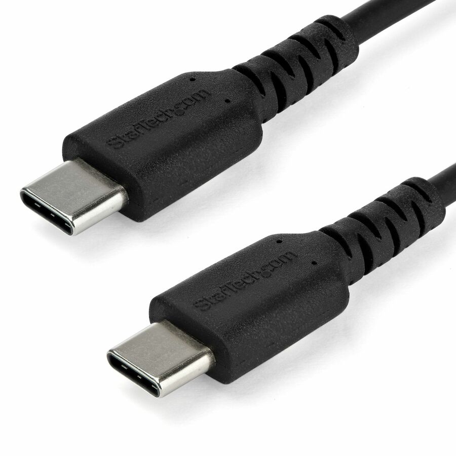 StarTech 3.3ft (1m) USB-C Fast Charging Cable, Rugged, Charge & Sync, 60W (3A) PD, USB 2.0, Black TPE Jacket and Aramid Fiber