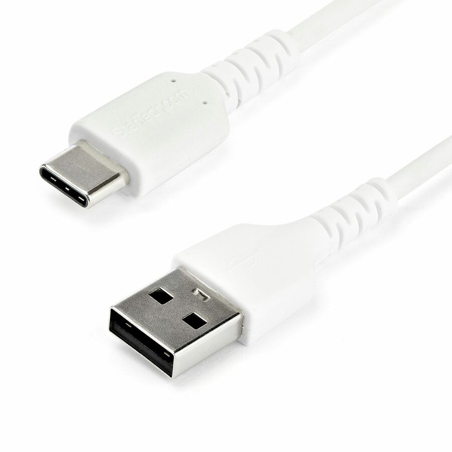 StarTech 6.6ft (2m) USB-A to USB-C Fast Charging Cable, Rugged, Charge & Sync, 3A, USB 2.0, White TPE Jacket and Aramid Fiber