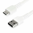 StarTech 6.6ft (2m) USB-A to USB-C Fast Charging Cable, Rugged, Charge & Sync, 3A, USB 2.0, White TPE Jacket and Aramid Fiber