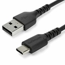StarTech 3.3ft (1m) USB-A to USB-C Fast Charging Cable, Rugged, Charge & Sync, 3A, USB 2.0, Black TPE Jacket and Aramid Fiber