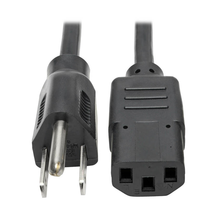 Tripp Lite by Eaton Desktop Computer AC Power Cable NEMA 5-15P to C13 - 10A 125V 18 AWG 20 ft. (6.09 m) Black